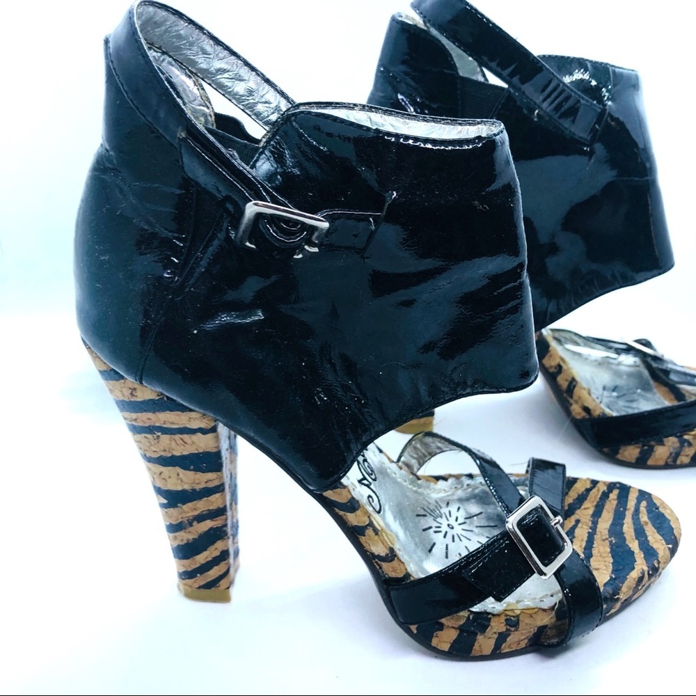 Naught Monkey zebra print sandal boots 6.5